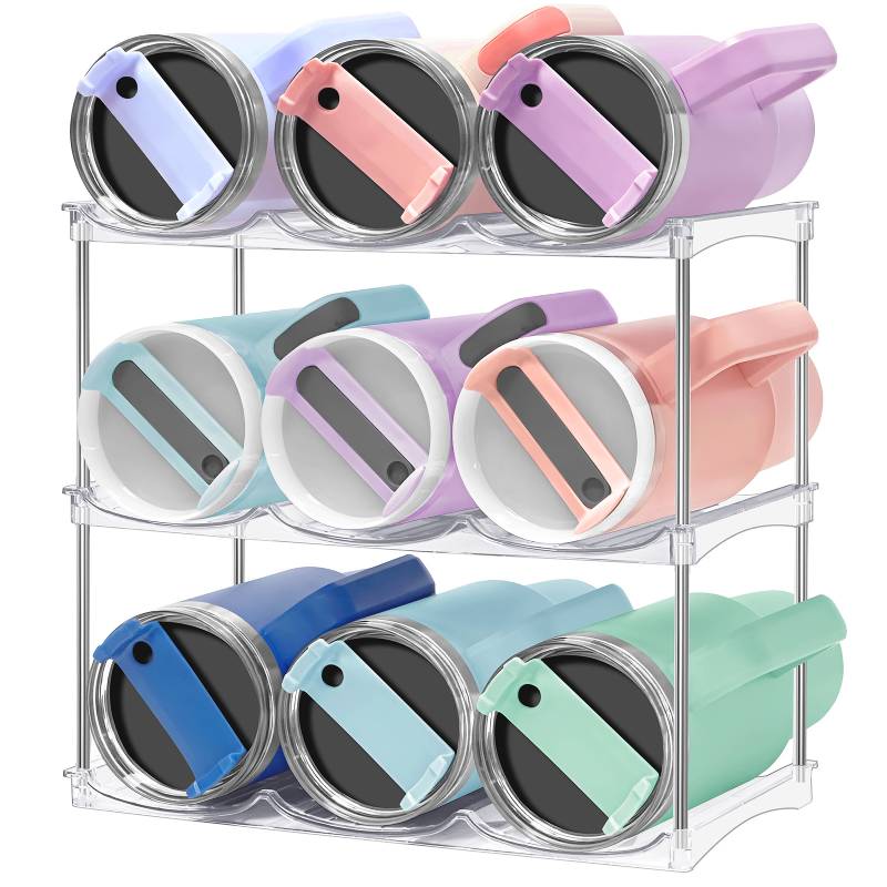 Water Bottle Organizer for Stanley 40 oz Tumbler - Stackable Water Bottle Holder for Cabinet Pantry Kitchen Organizers and Storage for Stanley Cup Holder Accessories, Tumbler Organizer Storage Rack