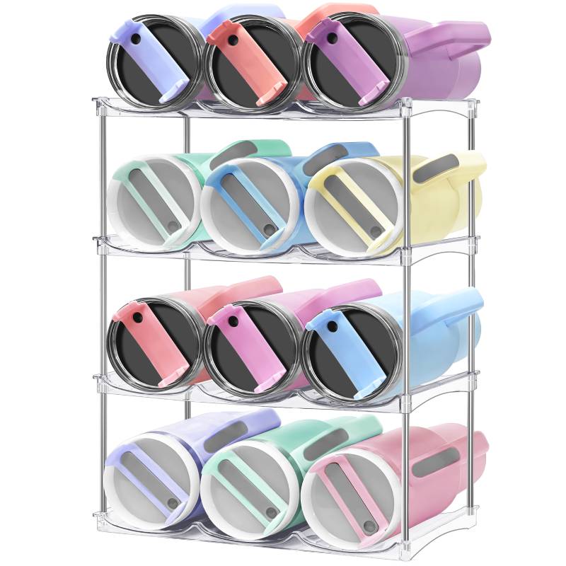 Water Bottle Organizer for Stanley 40 oz Tumbler - Large Capacity Water Bottle Holder for Cabinet, Kitchen Organizers and Storage for Stanley Cup Accessories, Tumbler Organizer Storage Rack, 4 Pack